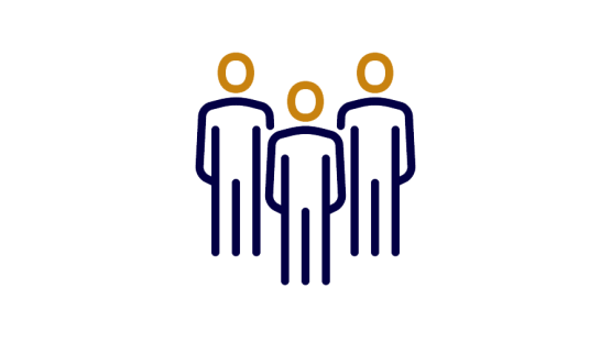 Grafische Abbildung von drei Personen, das ein Team symbolisiert